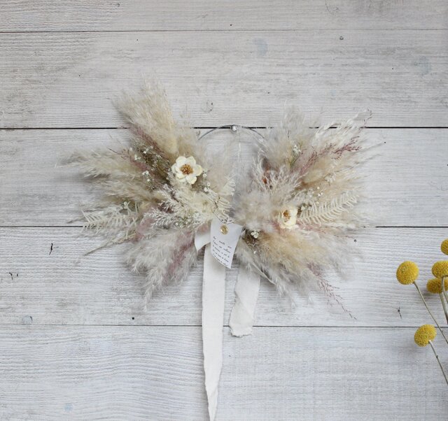 パンパスグラスのクラシックリース　ドライフラワーリース Creema限定】*｡受注製作 パンパスグラスのリース∗*ﾟドライフラワー