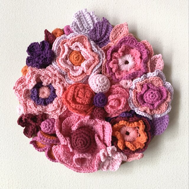 あみぐるみ 編みぐるみ かぎ針編み花紫花束 あみぐるみ - インテリア