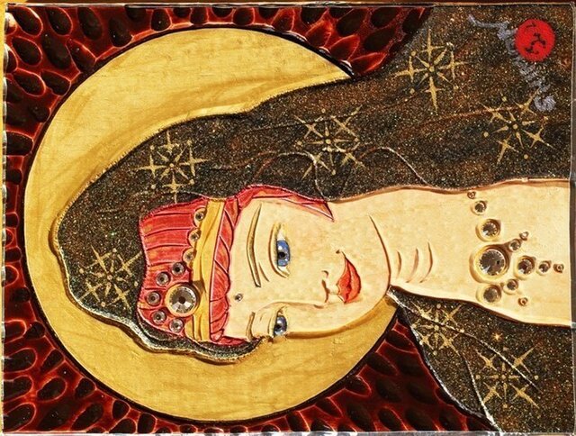 開運 癒彩 観世音 色の七十二 黒金珊瑚衣観音の画像1枚目