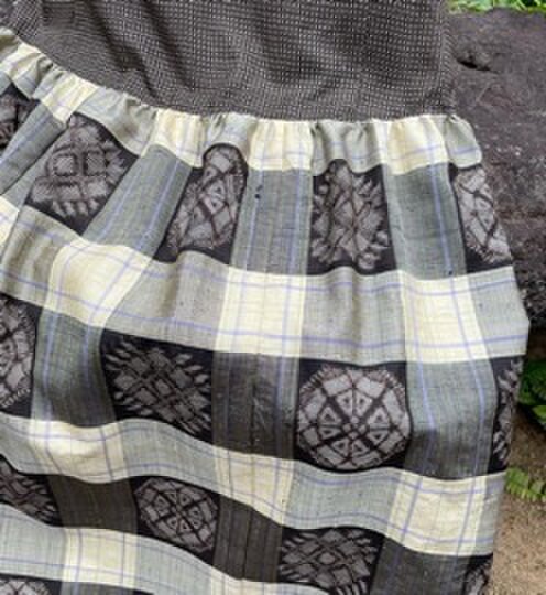 着物リメイク】大島紬のジャンパースカート/ギャザー切り替え | iichi