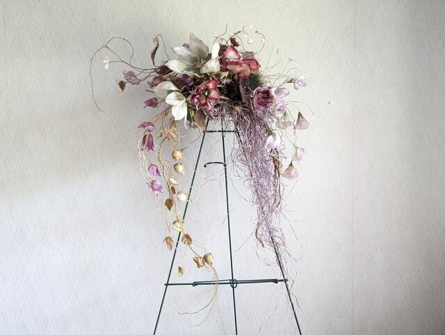 【染め布花】　シックな色合いのリース　ハンドメイド 染め布花】 シックな色合いのリース ハンドメイド
