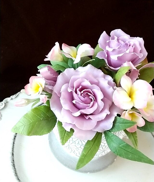 ☆クレイフラワー作品（薔薇とティータイム）☆ | iichi 日々の暮らし