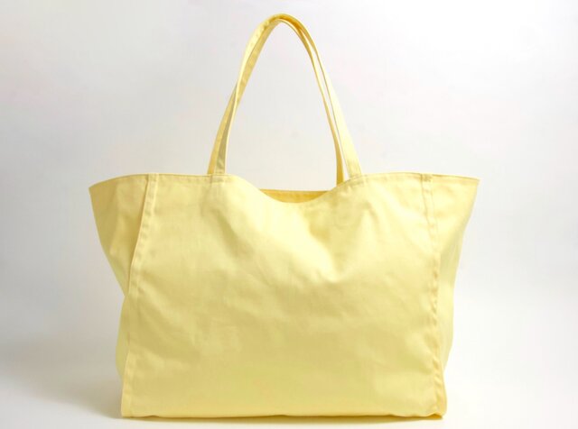 大きめサイズ☆ ダブルステッチ しかくポケット トートバッグ シトラス