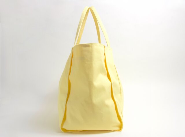 大きめサイズ☆ ダブルステッチ しかくポケット トートバッグ シトラス