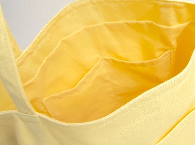 大きめサイズ☆ ダブルステッチ しかくポケット トートバッグ シトラス