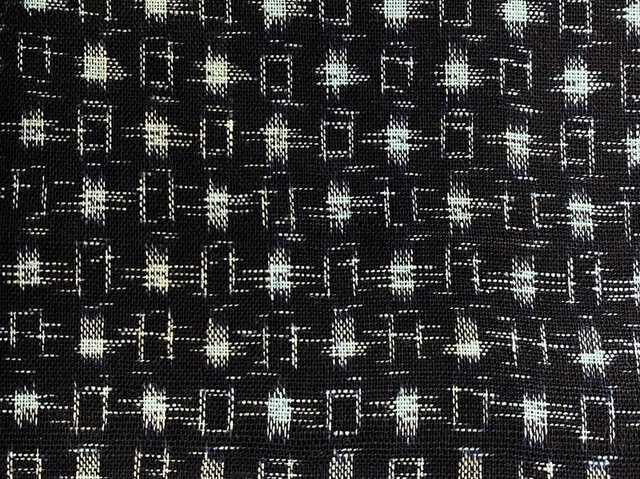 kh0064c 幾何学文様 絣 木綿 ハギレ 270cm / 古布 古裂 藍染 かすり