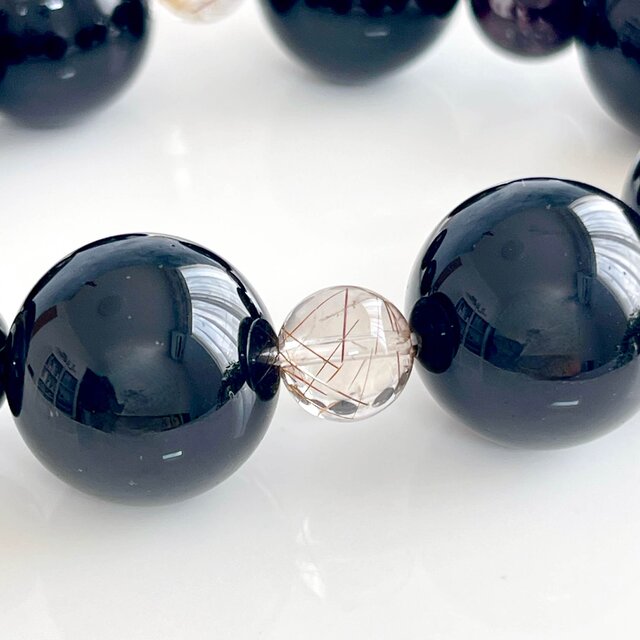 残り僅か】希少石スギライト×モリオン【18mm】プレミアムお守り