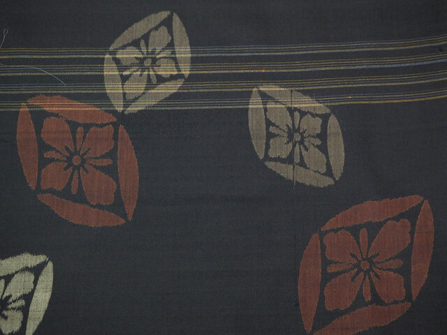 mi0084d 花菱文様ハギレ 130cm 正絹 / 古布 古裂 絞り 錦紗 縮緬