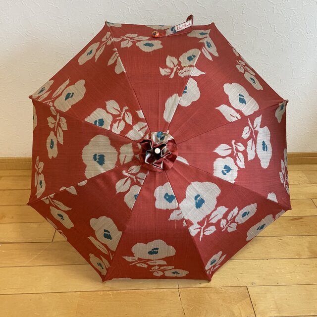 銘仙の着物から作った日傘　薄暑