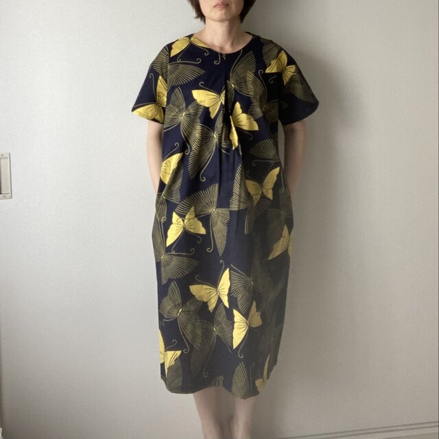 浴衣ワンピース　黄色い蝶