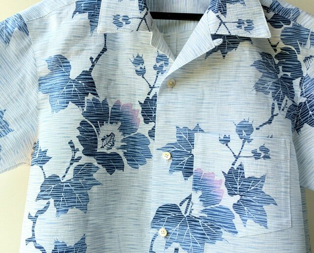 浴衣リメイク アロハシャツ 芙蓉 メンズM | iichi 日々の暮らしを