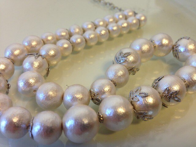 コットンパールネックレス【雪華】40cmの画像1枚目