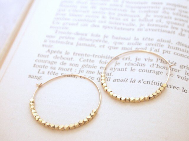 14KGF Metal Beads Hoops GD / Sの画像1枚目