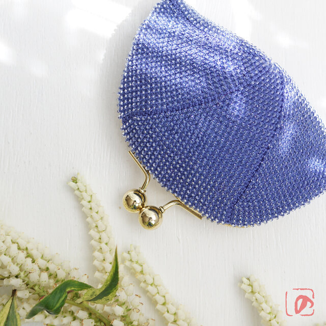 ばあば作♪シードビーズの大きめがま口（viola・1674）