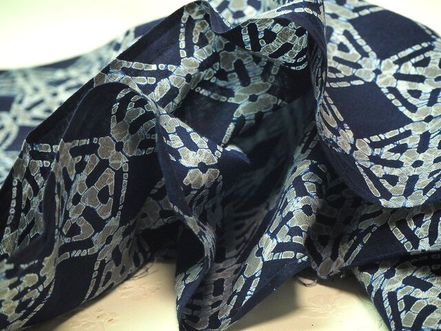 ycha0044 菱文様 浴衣布 ろうけつ染め 着分(身頃、袖）木綿 着物