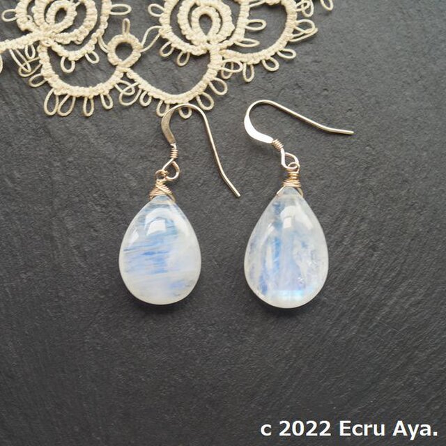 *紫蘭*大粒宝石質レインボームーンストーンAAAのピアス