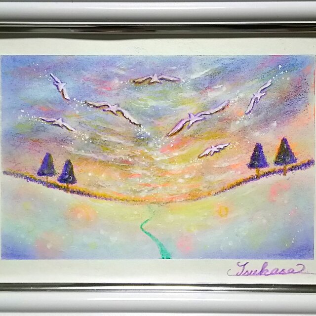 パステルアート 夜明けの彩雲への飛翔 パステル画原画 | iichi 日々の 
