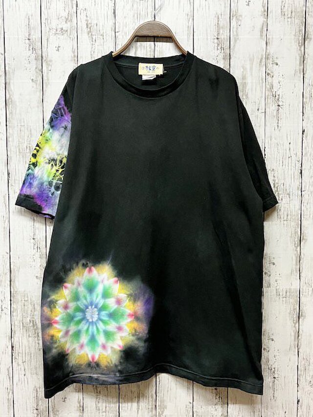 タイダイ染め Tシャツ　XLサイズ　曼荼羅　ブラックビューティ　Hippies Dye HD16-68