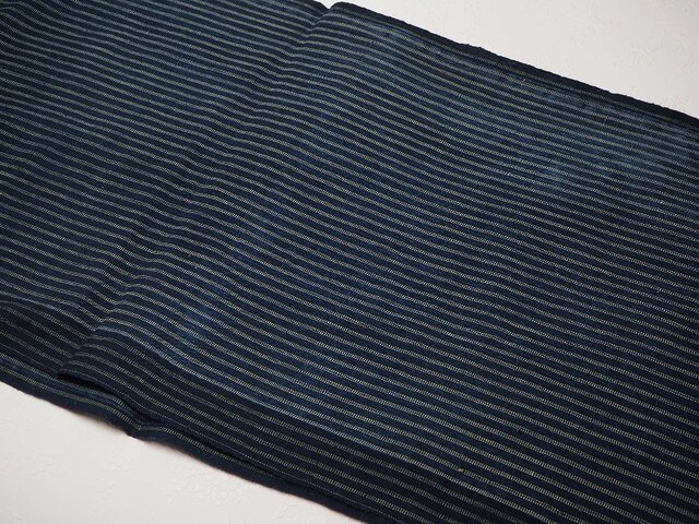 sm0023a 縞文様 木綿 ハギレ 210cm 野良着 ヤケ多/ 古布 古裂