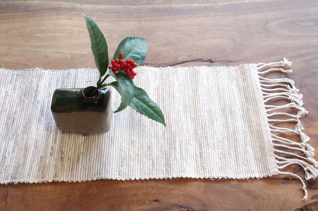 やさしい白 裂き織り 木綿 テーブルセンター | iichi 日々の
