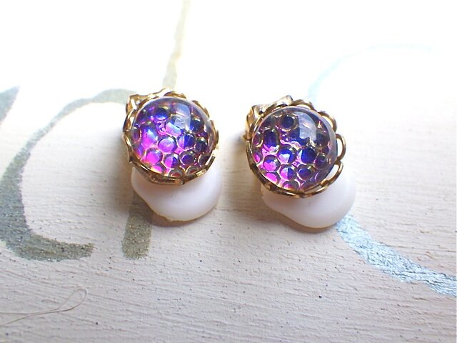 Sea bubble earrings ボルケーノ&ヘリオブルーの画像1枚目