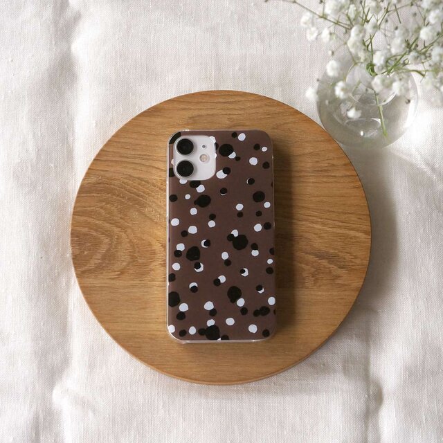 「 fuwa yuki soda & dot　または、お洒落な水風船（ ダークブラウン ）」＜クリアケース＞ 表面のみ印刷