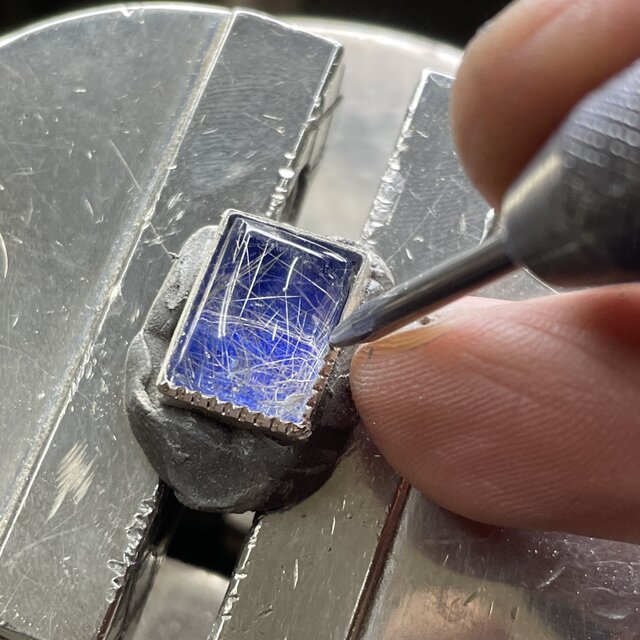 ルチルクォーツ × ラピスラズリ SQ カボション ダブレット シルバー