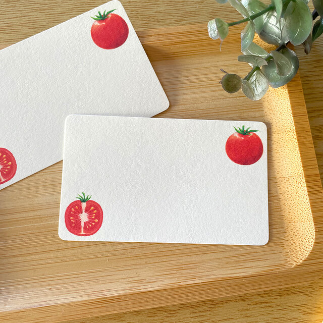 トマトのメッセージカード〈10枚入〉名刺サイズ ミニカード ギフト ラッピング プレゼント 野菜 クリスマス 誕生日