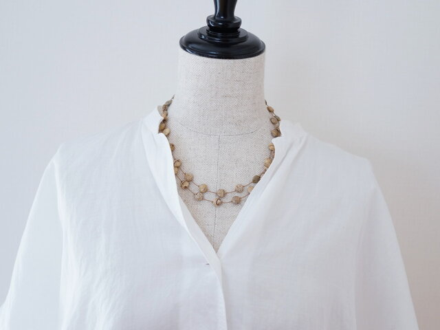 long necklace silk ピクチャージャスパー | iichi 日々の暮らしを心地よくするハンドメイドやアンティークのマーケットプレイス