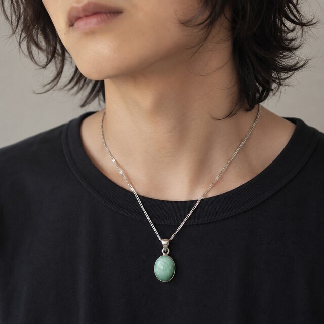 グリーンムーンストーン【6月誕生石】ペンダントsv925｜ユニセックス