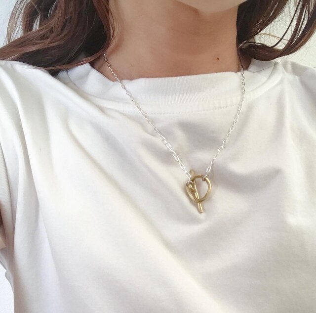 真鍮×silver ネックレス new symbol シルバー コンビカラー