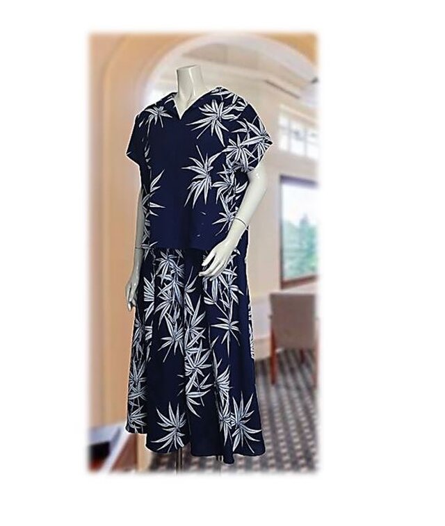 ハンドメイド　浴衣　リメイク　和室　青色椅子③ ハンドメイド 浴衣 リメイク 和室 青色椅子③