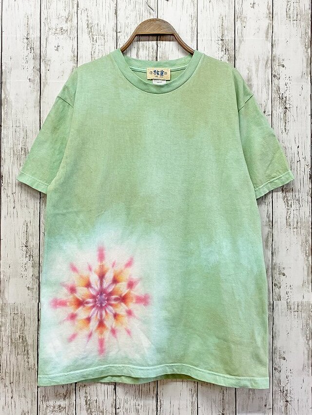 タイダイ染め Tシャツ　Lサイズ　曼荼羅　グリーン HIPPIES DYE HD16-81