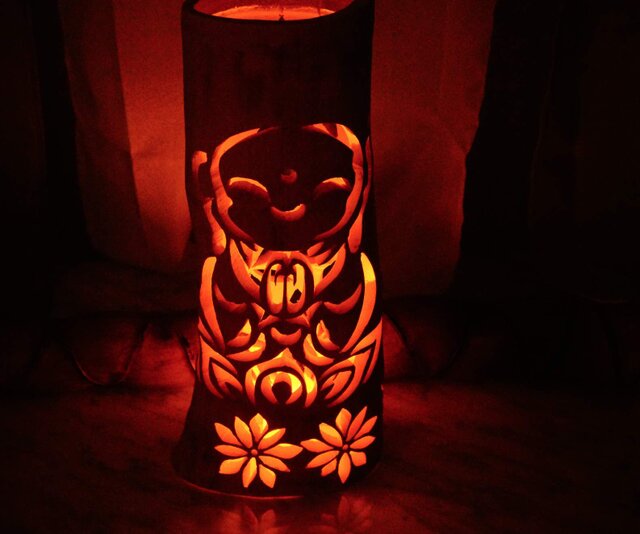 竹灯籠 竹灯り ロウソクの揺らぎ 両面彫り 竹ランプシェイド 〜道標