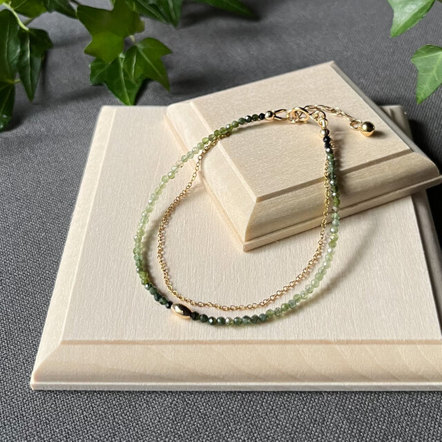 グリーントルマリン・リーフグリーンからフォレストグリーン深い森のブレスレット