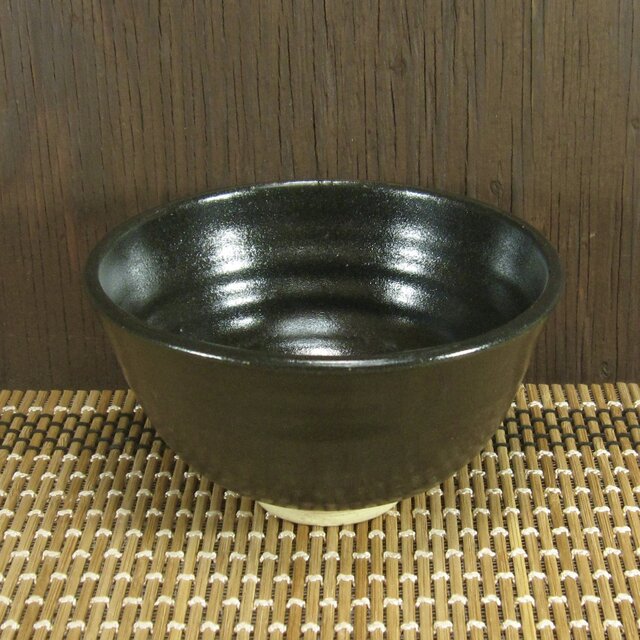 陶器ご飯茶碗（中）黒釉　【220512】