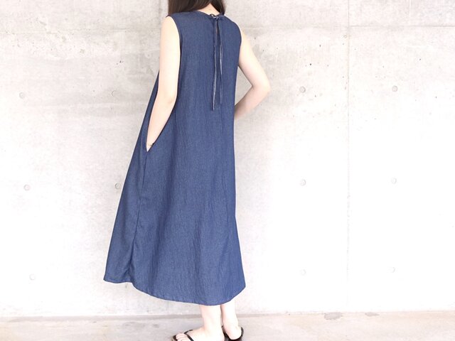 夏・デニムのAラインノースリーブワンピ No.237 | iichi 日々の暮らし