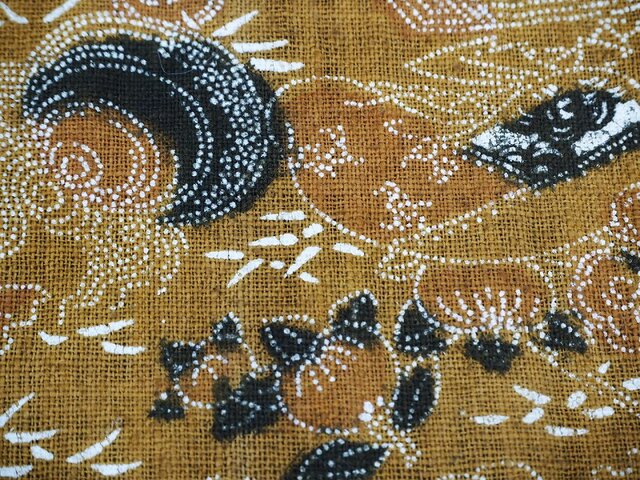 小紋 柿渋染 古代壁画文様 全体柄 正絹 反物 小紋 柿渋染 古代壁画文様 全体柄 正絹 反物