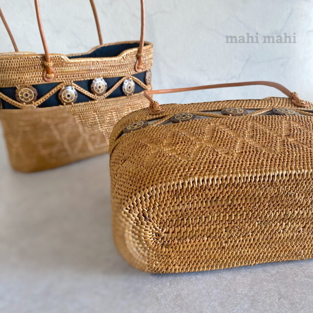 ココナッツ　　　　　　　　　　　　　　　　　　ITADAK鞄 ココナッツチップの南国感♪心地よい通気性のかごバッグ☆ アタバッグ