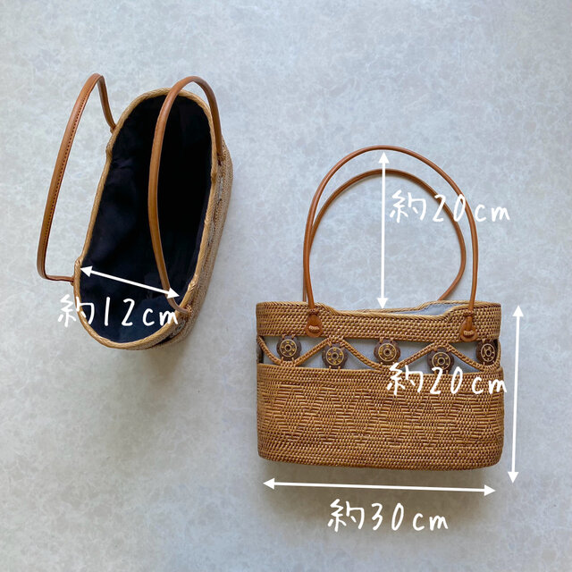 ココナッツチップの南国感♪心地よい通気性のかごバッグ☆ アタバッグ