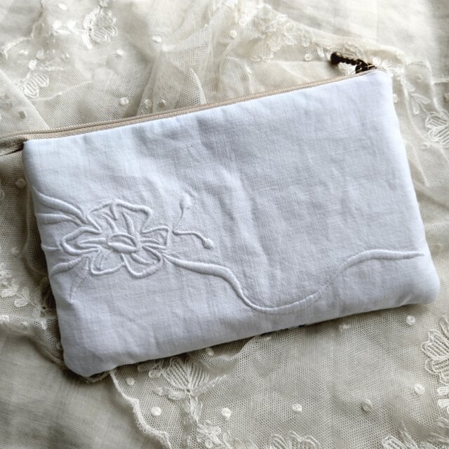 アンティークレース*手刺繍レース*ポーチ*トワルドジュイ