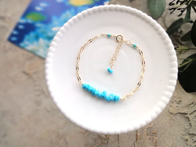 天然石のチェーンブレスレット □ 14KGF SAZARE □ スリーピング