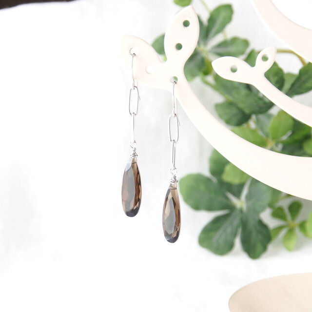 Oval Chain Pierce（スモーキークォーツ）