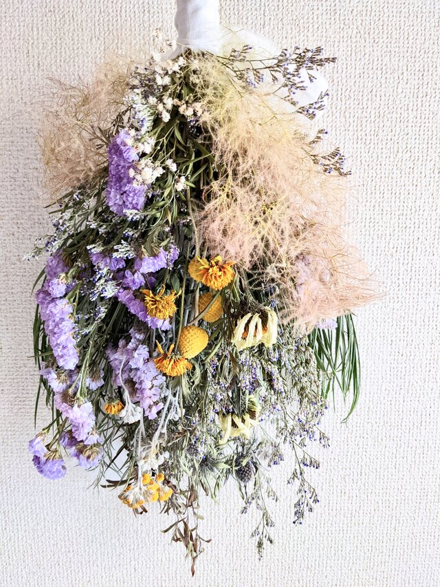 専用＊ラベンダー&スモークツリー ドライフラワースワッグ 秋色