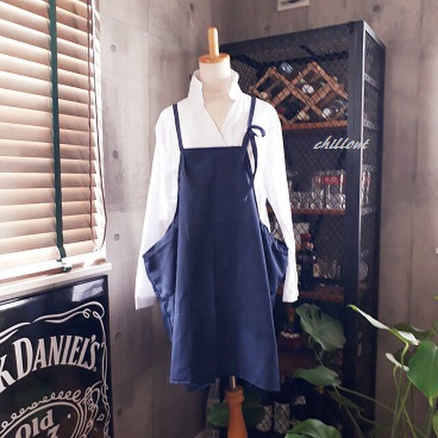 【背中がかわいい】エプロンドレス：ブルーベリー【0366】