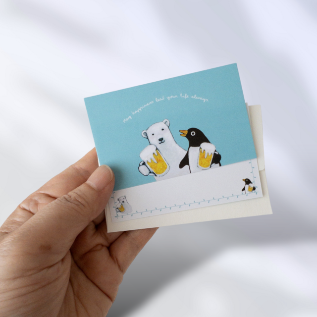 メッセージカード封筒セット（シロクマ&ペンギン暑中見舞い）
