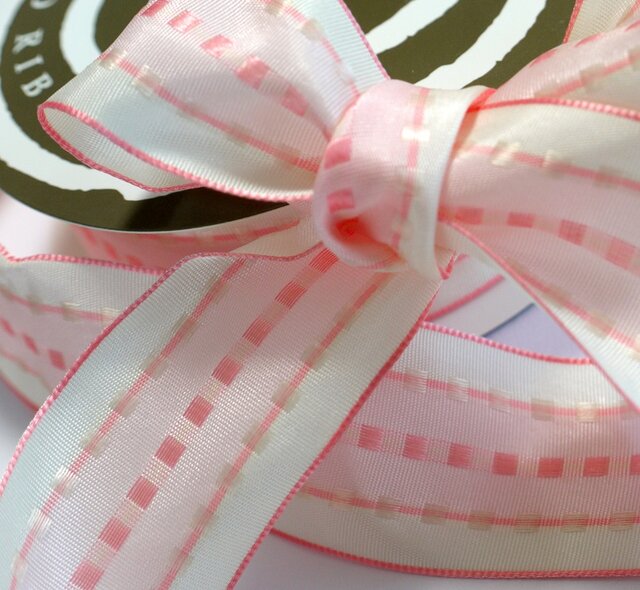 ステッチラインリボン（ベビーピンク） ワイヤー入り 東京リボン 2m