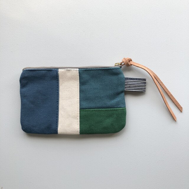 4色ポーチ M 〜くすみ青系