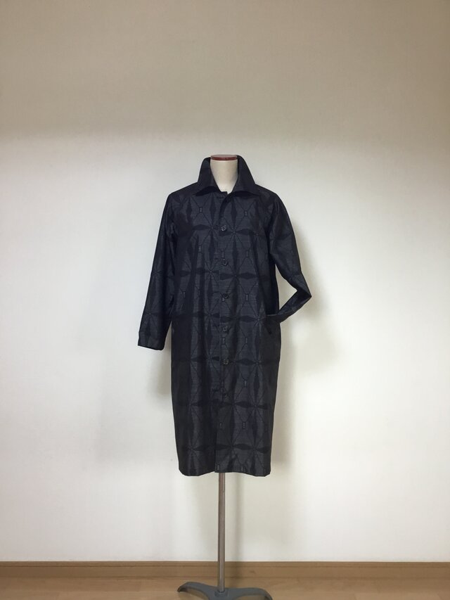 大島紬のコートドレス　　　着物リメイク