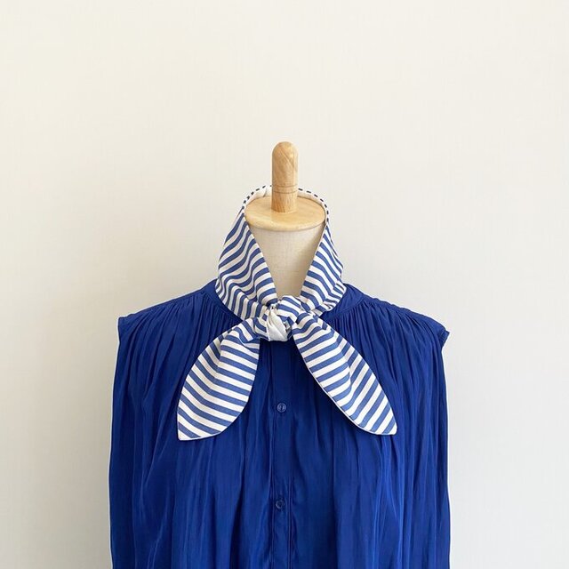 ♡ターバンにもなる夏のスカーフ♡使い方色々♪ 【保冷剤２個付き】ストライプ柄のネッククーラー　ヘアバンド　自然素材　ボーダー